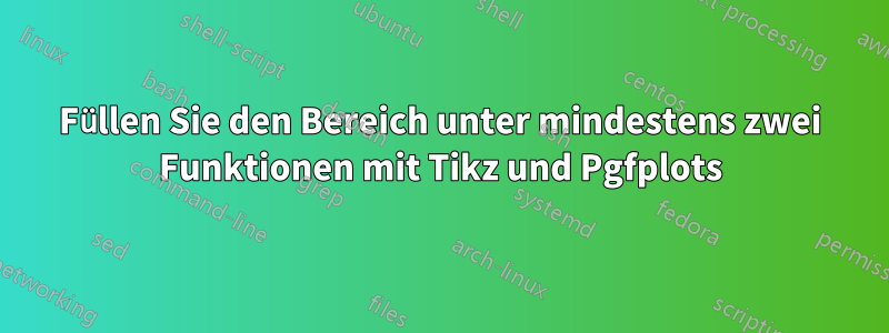 Füllen Sie den Bereich unter mindestens zwei Funktionen mit Tikz und Pgfplots