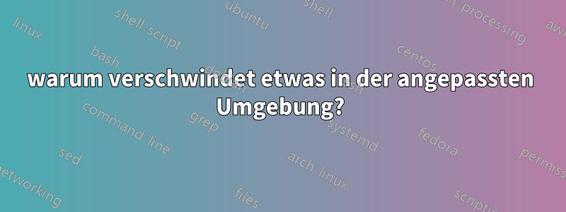 warum verschwindet etwas in der angepassten Umgebung?