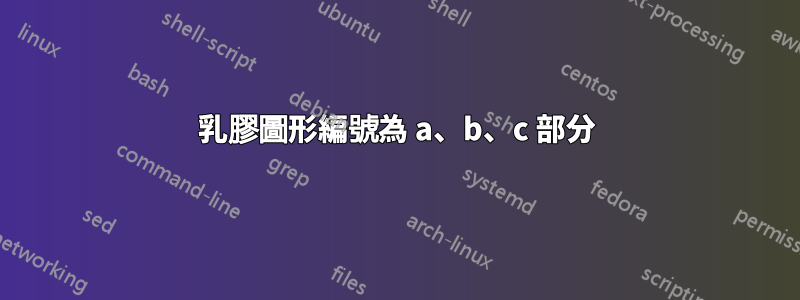 乳膠圖形編號為 a、b、c 部分