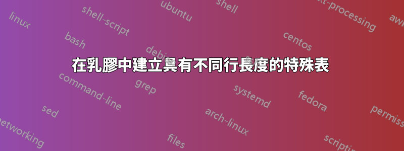在乳膠中建立具有不同行長度的特殊表