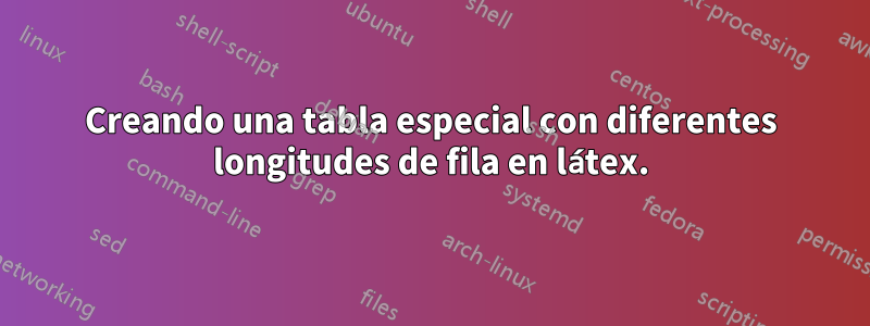 Creando una tabla especial con diferentes longitudes de fila en látex.