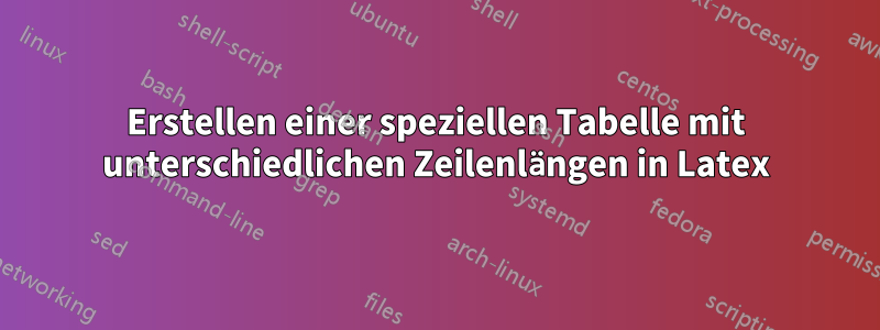 Erstellen einer speziellen Tabelle mit unterschiedlichen Zeilenlängen in Latex