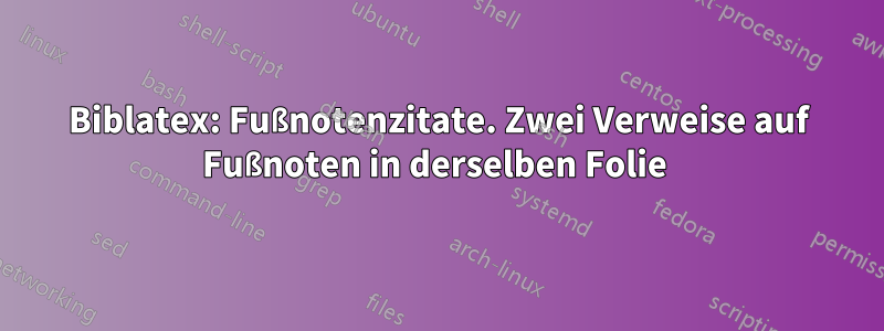 Biblatex: Fußnotenzitate. Zwei Verweise auf Fußnoten in derselben Folie 