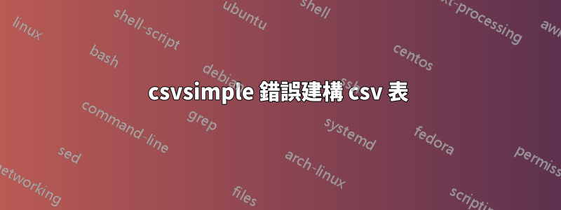 csvsimple 錯誤建構 csv 表