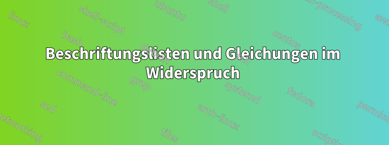 Beschriftungslisten und Gleichungen im Widerspruch