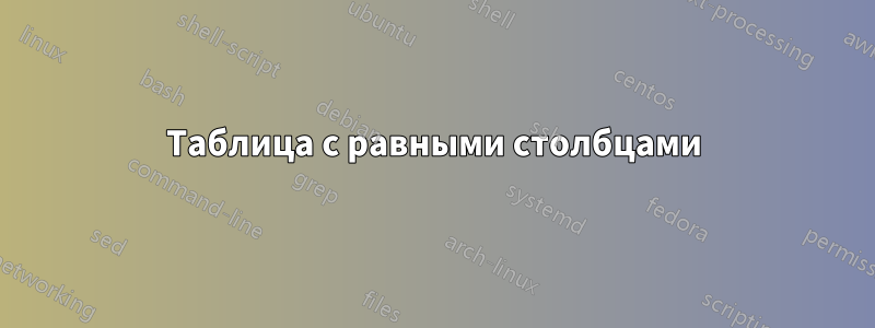 Таблица с равными столбцами