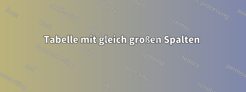 Tabelle mit gleich großen Spalten
