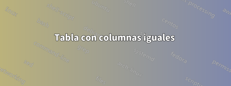 Tabla con columnas iguales