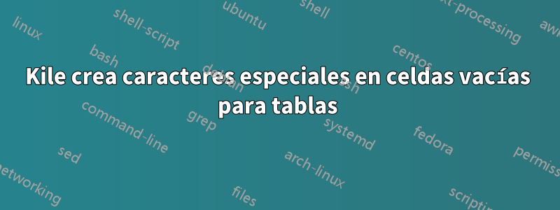 Kile crea caracteres especiales en celdas vacías para tablas