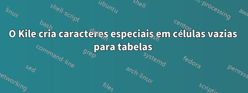 O Kile cria caracteres especiais em células vazias para tabelas