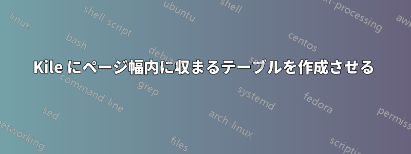 Kile にページ幅内に収まるテーブルを作成させる