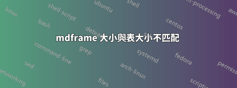 mdframe 大小與表大小不匹配