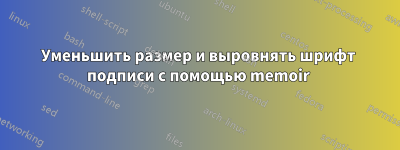 Уменьшить размер и выровнять шрифт подписи с помощью memoir