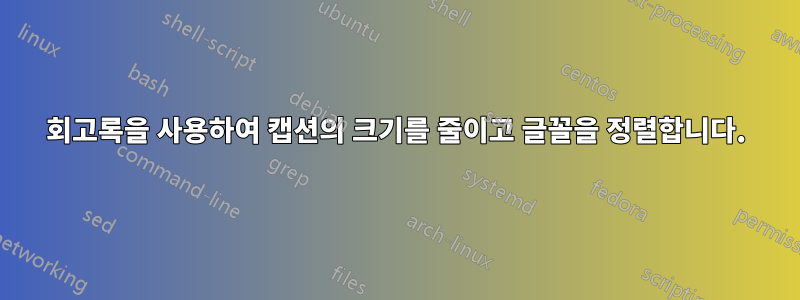 회고록을 사용하여 캡션의 크기를 줄이고 글꼴을 정렬합니다.