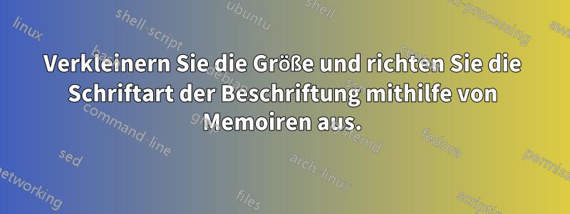 Verkleinern Sie die Größe und richten Sie die Schriftart der Beschriftung mithilfe von Memoiren aus.