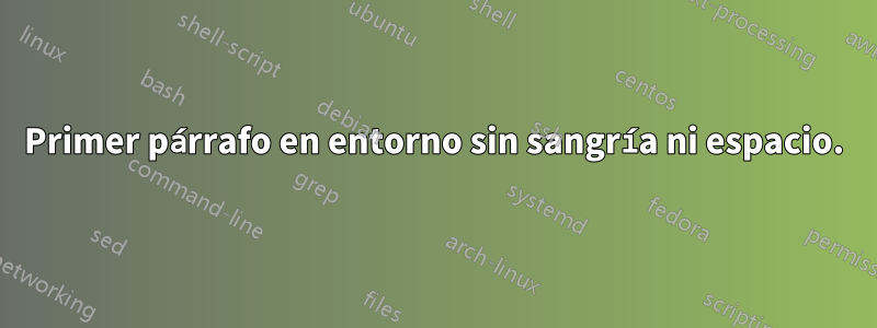 Primer párrafo en entorno sin sangría ni espacio.