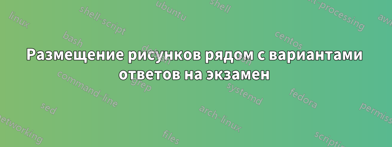 Размещение рисунков рядом с вариантами ответов на экзамен