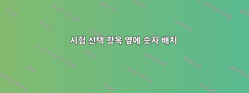 시험 선택 항목 옆에 숫자 배치