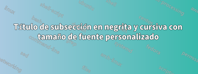 Título de subsección en negrita y cursiva con tamaño de fuente personalizado