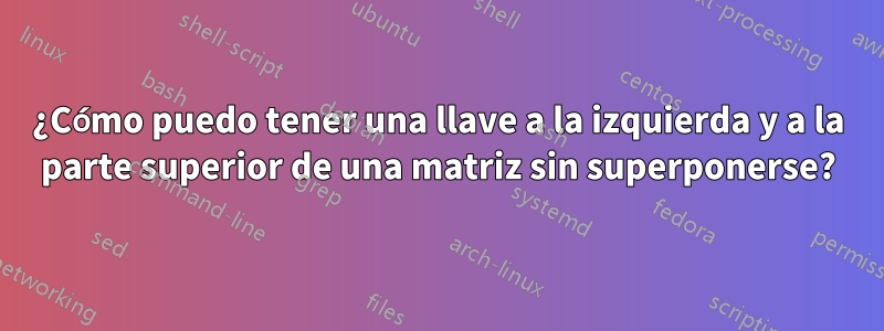 ¿Cómo puedo tener una llave a la izquierda y a la parte superior de una matriz sin superponerse?