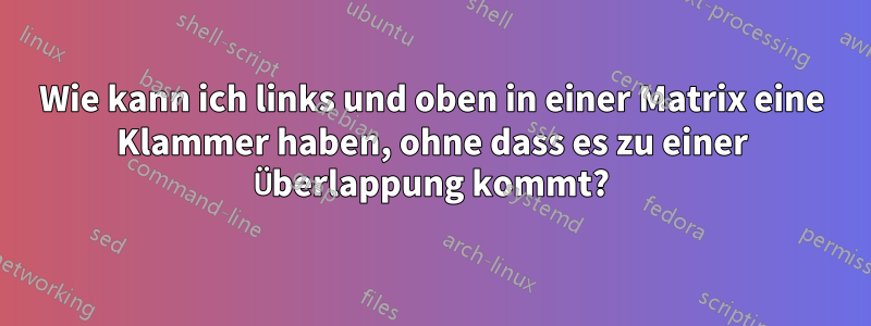 Wie kann ich links und oben in einer Matrix eine Klammer haben, ohne dass es zu einer Überlappung kommt?