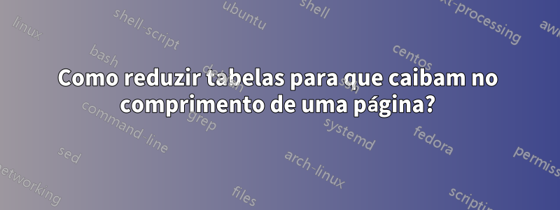 Como reduzir tabelas para que caibam no comprimento de uma página?