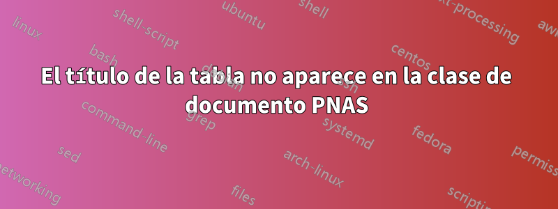 El título de la tabla no aparece en la clase de documento PNAS