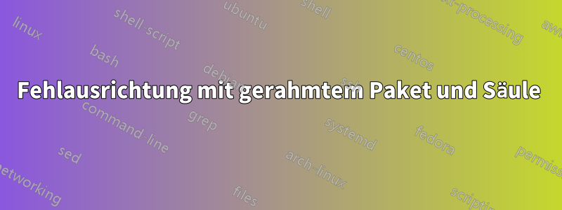 Fehlausrichtung mit gerahmtem Paket und Säule