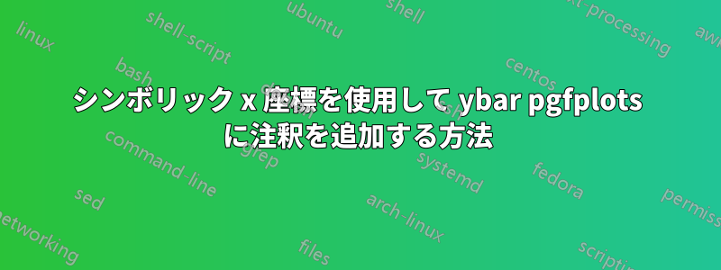 シンボリック x 座標を使用して ybar pgfplots に注釈を追加する方法