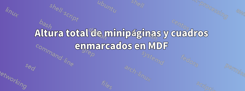 Altura total de minipáginas y cuadros enmarcados en MDF