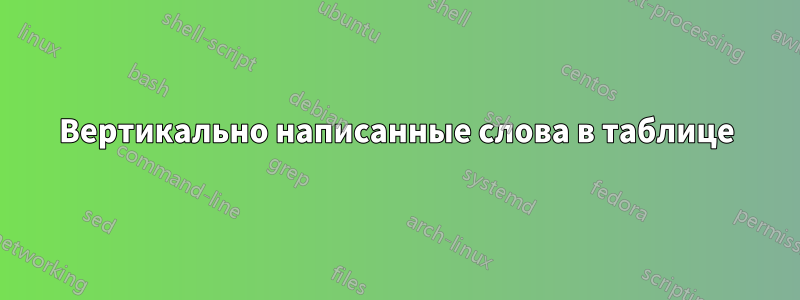 Вертикально написанные слова в таблице