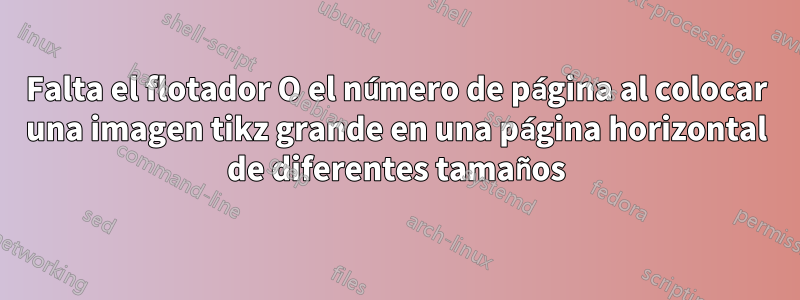 Falta el flotador O el número de página al colocar una imagen tikz grande en una página horizontal de diferentes tamaños