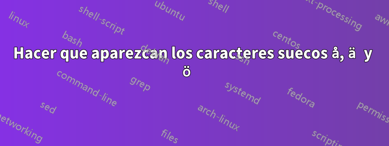 Hacer que aparezcan los caracteres suecos å, ä y ö 