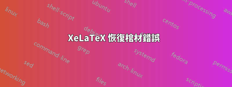 XeLaTeX 恢復棺材錯誤 