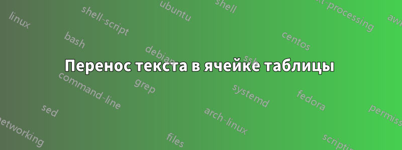 Перенос текста в ячейке таблицы