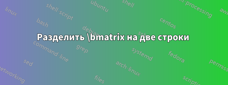 Разделить \bmatrix на две строки