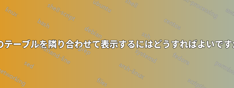 2 つのテーブルを隣り合わせて表示するにはどうすればよいですか?