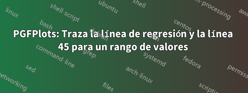 PGFPlots: Traza la línea de regresión y la línea 45 para un rango de valores