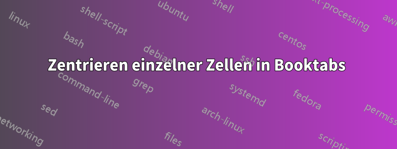 Zentrieren einzelner Zellen in Booktabs