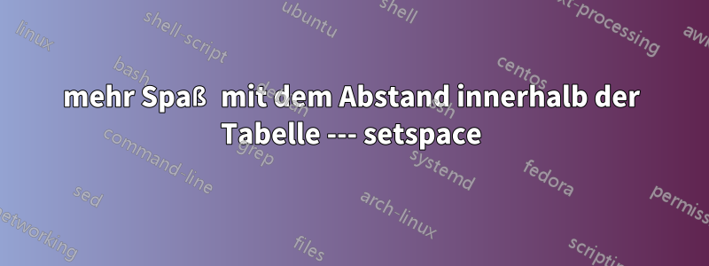 mehr Spaß mit dem Abstand innerhalb der Tabelle --- setspace