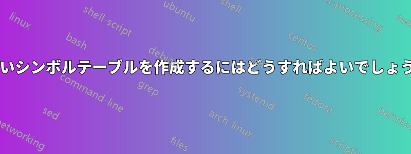 美しいシンボルテーブルを作成するにはどうすればよいでしょうか?