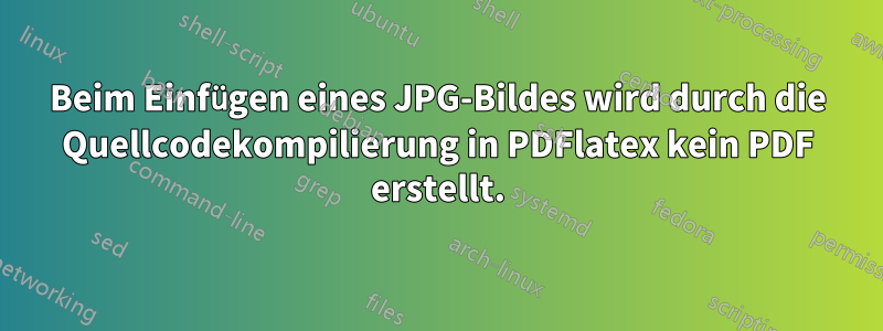 Beim Einfügen eines JPG-Bildes wird durch die Quellcodekompilierung in PDFlatex kein PDF erstellt.