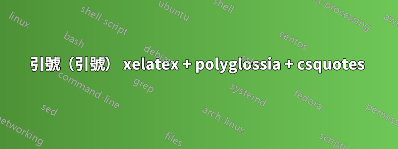 引號（引號） xelatex + polyglossia + csquotes