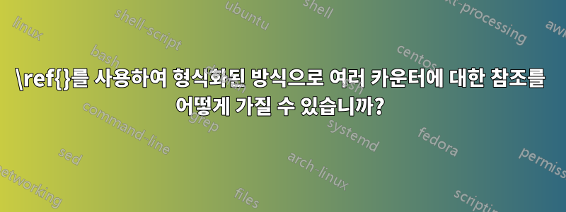 \ref{}를 사용하여 형식화된 방식으로 여러 카운터에 대한 참조를 어떻게 가질 수 있습니까?