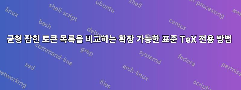 균형 잡힌 토큰 목록을 비교하는 확장 가능한 표준 TeX 전용 방법