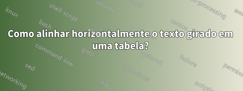 Como alinhar horizontalmente o texto girado em uma tabela?