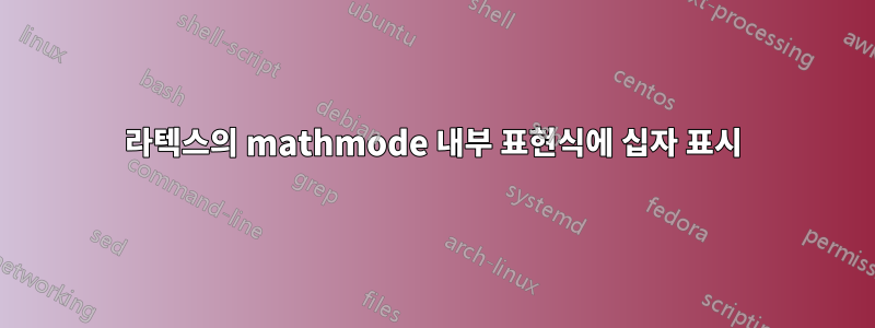 라텍스의 mathmode 내부 표현식에 십자 표시