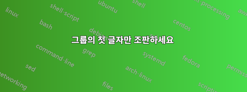 그룹의 첫 글자만 조판하세요