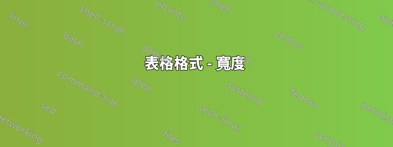 表格格式 - 寬度