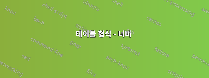 테이블 형식 - 너비